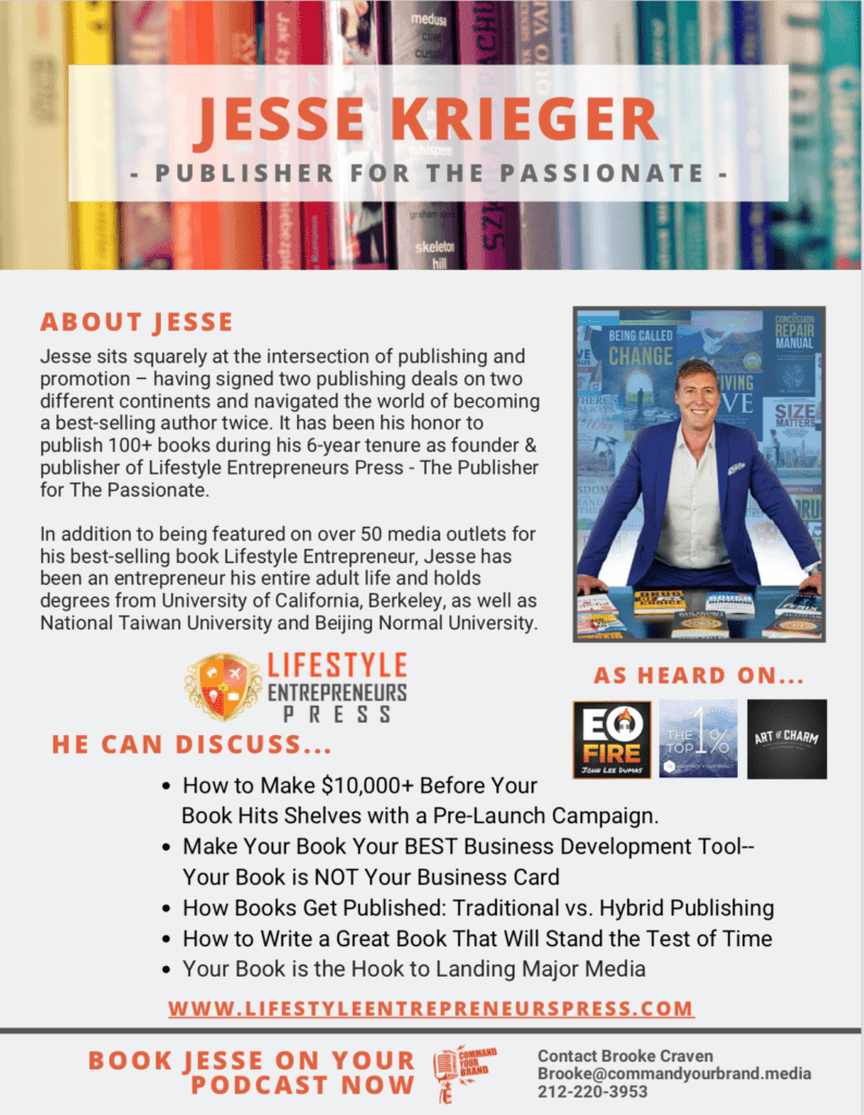 Jesse Krieger - Media One Sheet for Podcasts